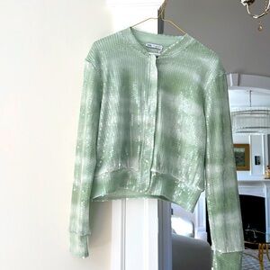 NWT Zara Green tie-die sequined bomber jacket